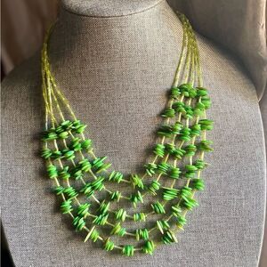 Vintage Multilayered Green MOP Necklace